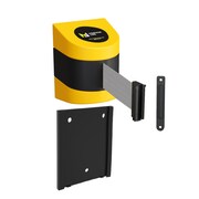 MONTOUR LINE Retr. Belt Barrier Yellow Removable Wall Mount, 13ft. Lt Gry Belt (F) WMX140-YW-LGY-RM-S-130